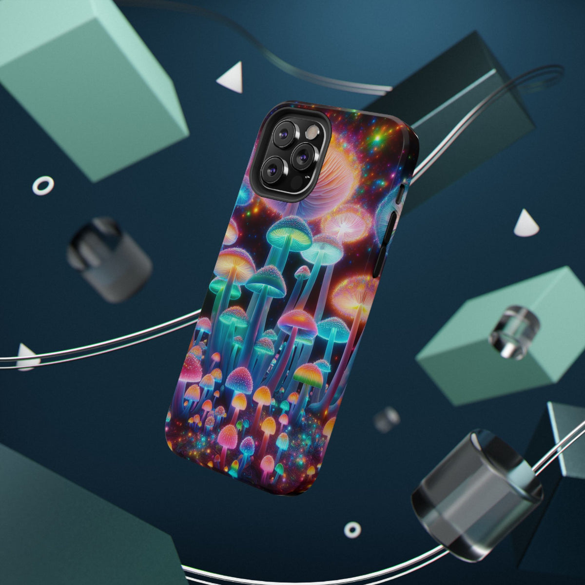 Psychedelic Neon Mushroom Phone Case — Protective Cosmic Art iPhone Cover
