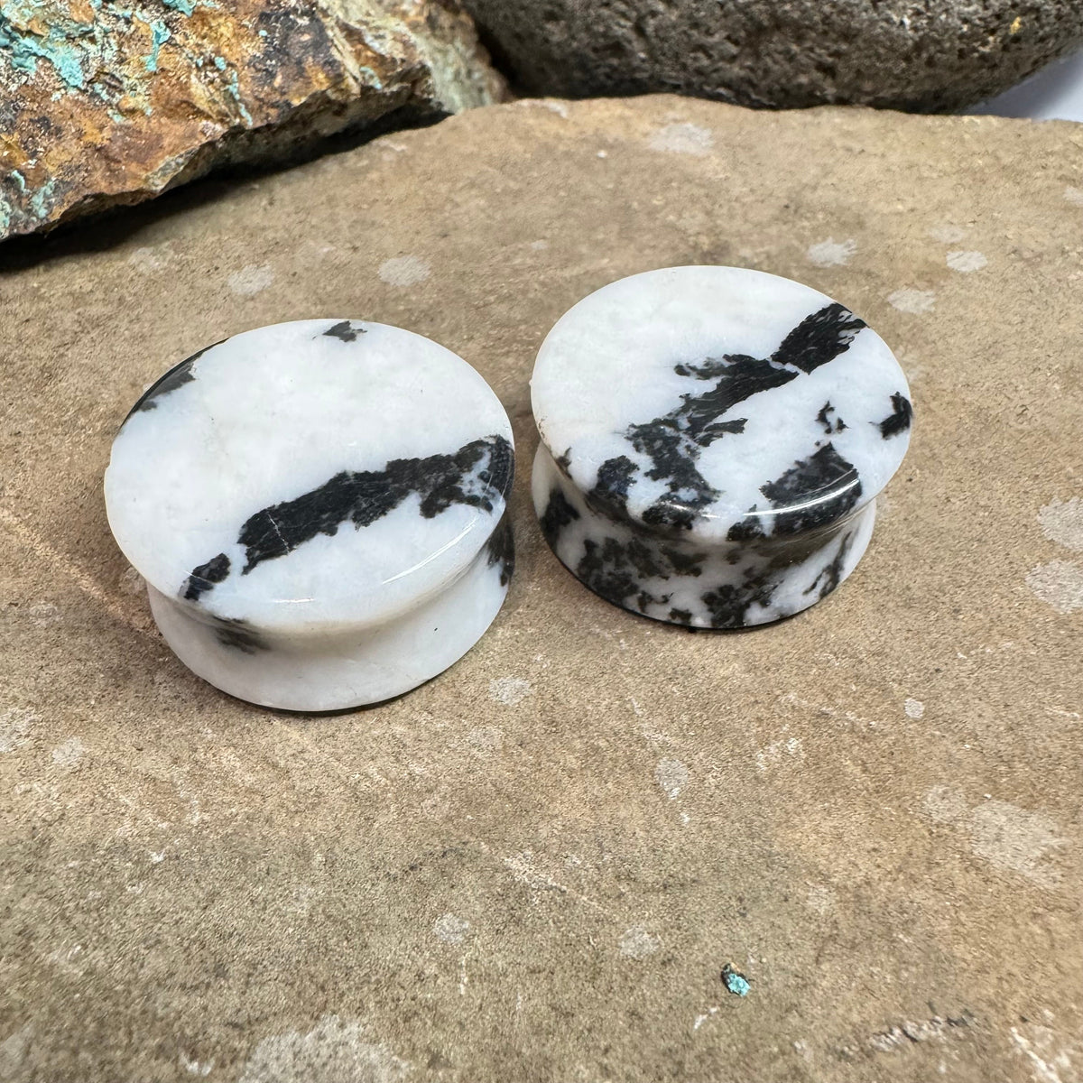 OOAK Zebra Jasper Plugs – 1" (25mm) Double Flared