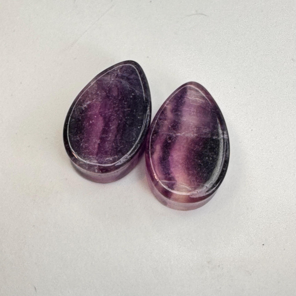 OOAK Purple Fluorite Teardrop Plugs – 3/4" (19mm)
