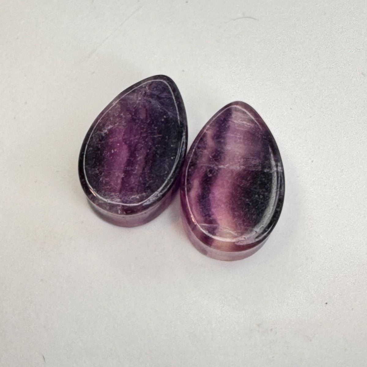 OOAK Purple Fluorite Teardrop Plugs – 3/4" (19mm)