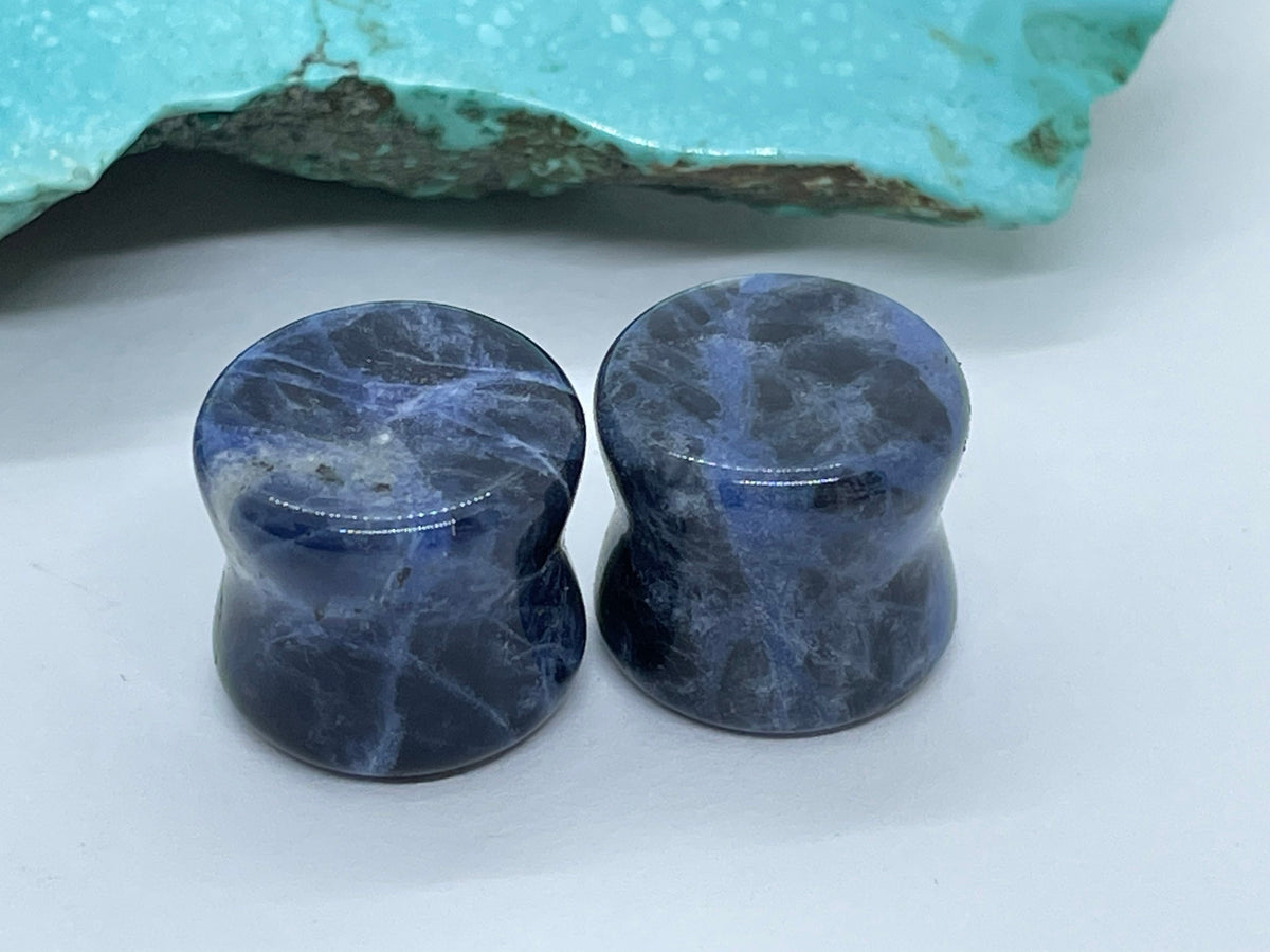 OOAK Sodalite Stone Plugs – 9/16" (14mm)