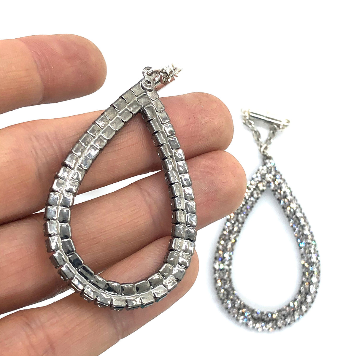 Rhinestone Statement Magnetic Clasp Gauged Earrings