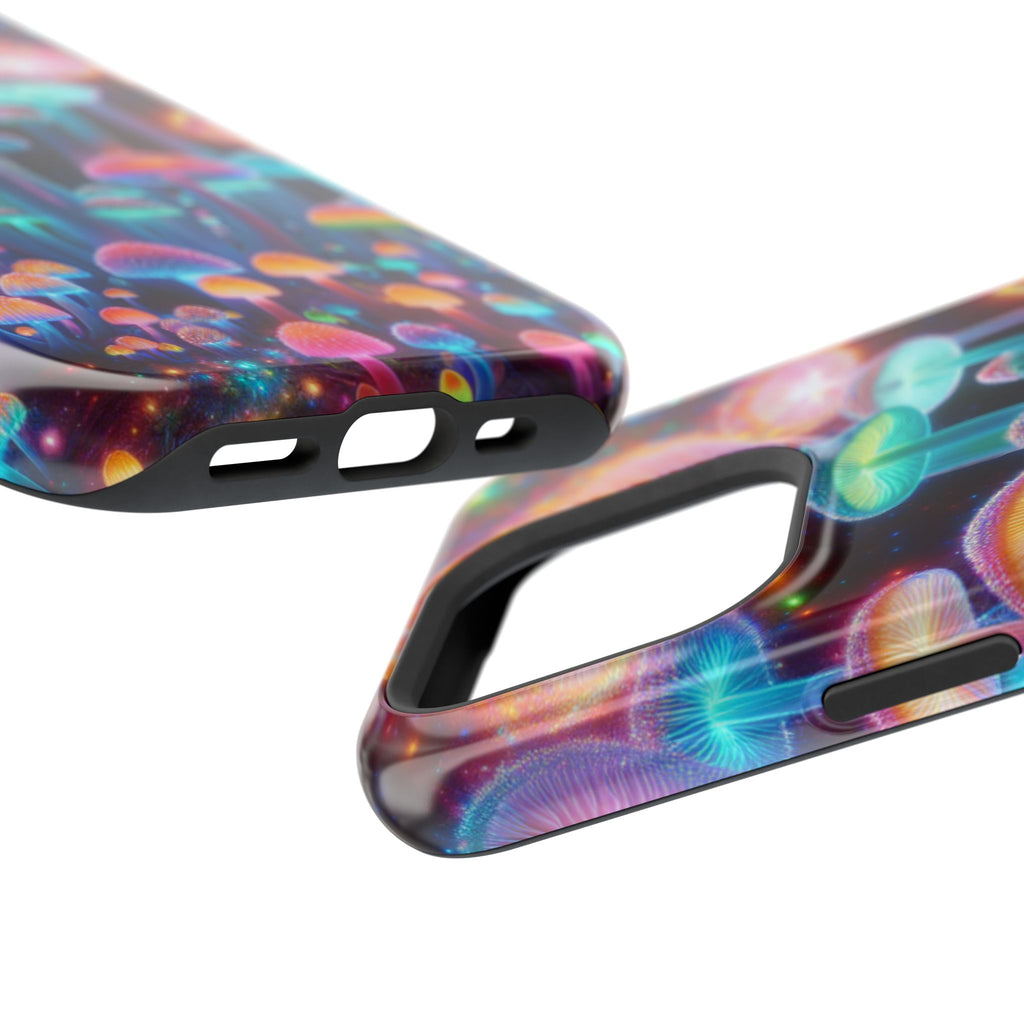 Psychedelic Neon Mushroom Phone Case — Protective Cosmic Art iPhone Cover