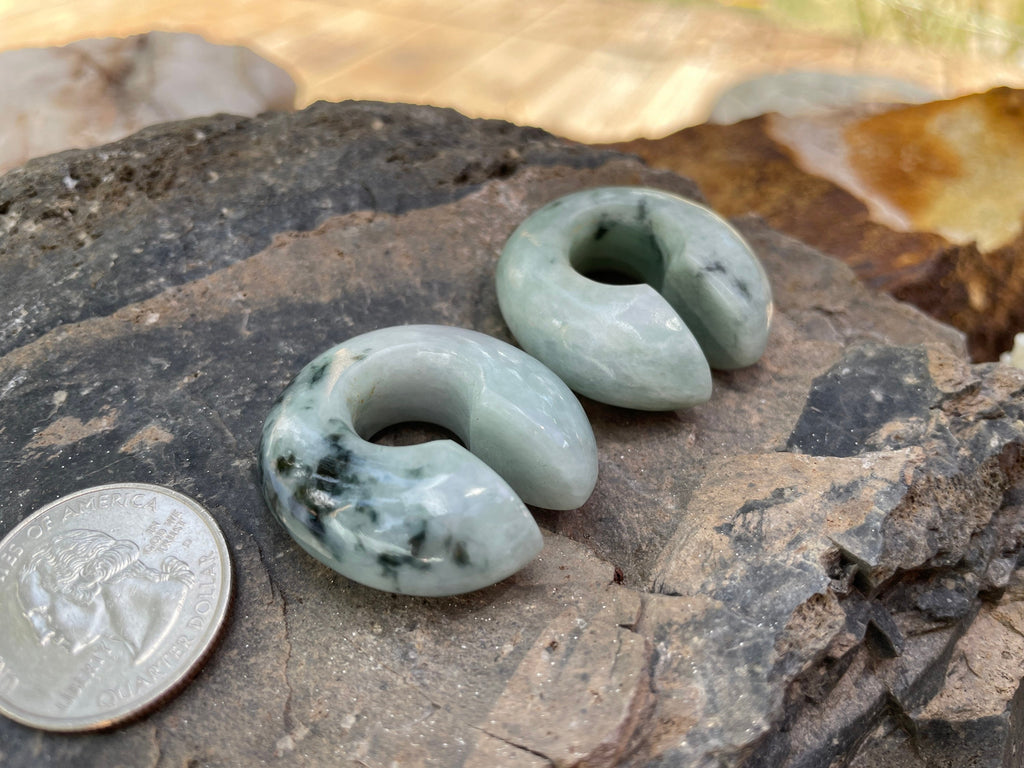 OOAK Green Jadeite Donut Earrings – 1/2" (13mm)