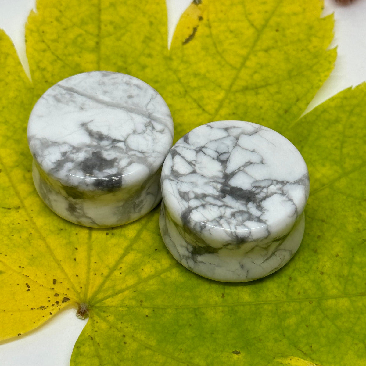 OOAK Howlite Stone Tunnels – 7/8" (22mm)