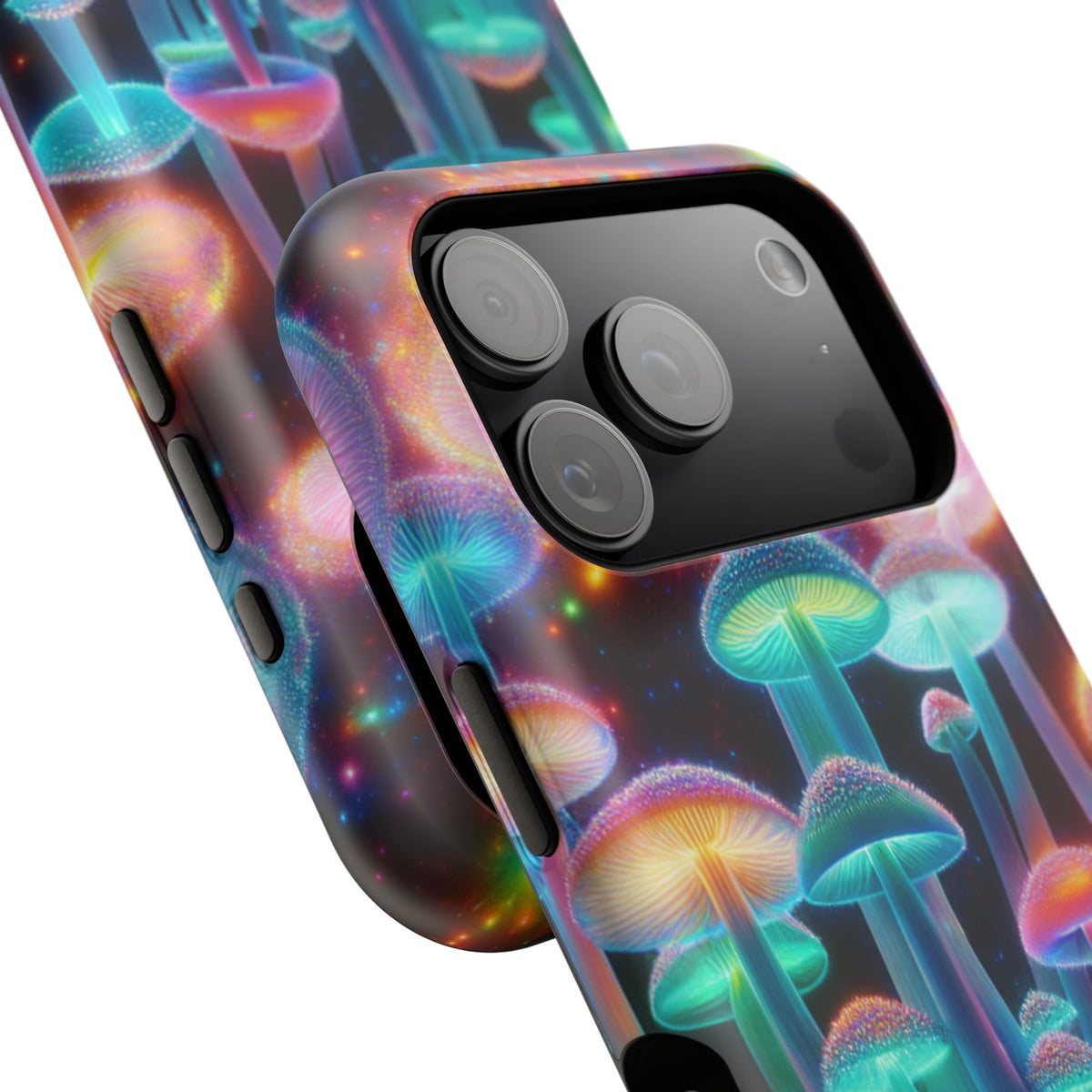 Psychedelic Neon Mushroom Phone Case — Protective Cosmic Art iPhone Cover