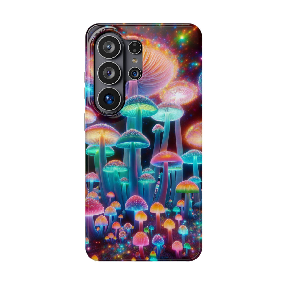 Psychedelic Neon Mushroom Phone Case — Protective Cosmic Art iPhone Cover