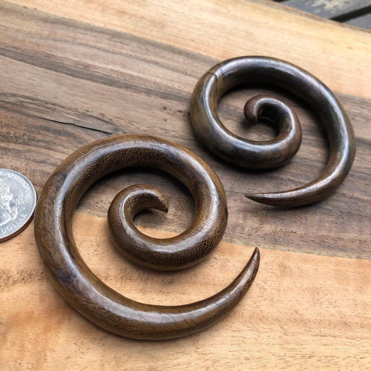 Sono Wood Spiral Ear Gauges – Organic Wood Earrings