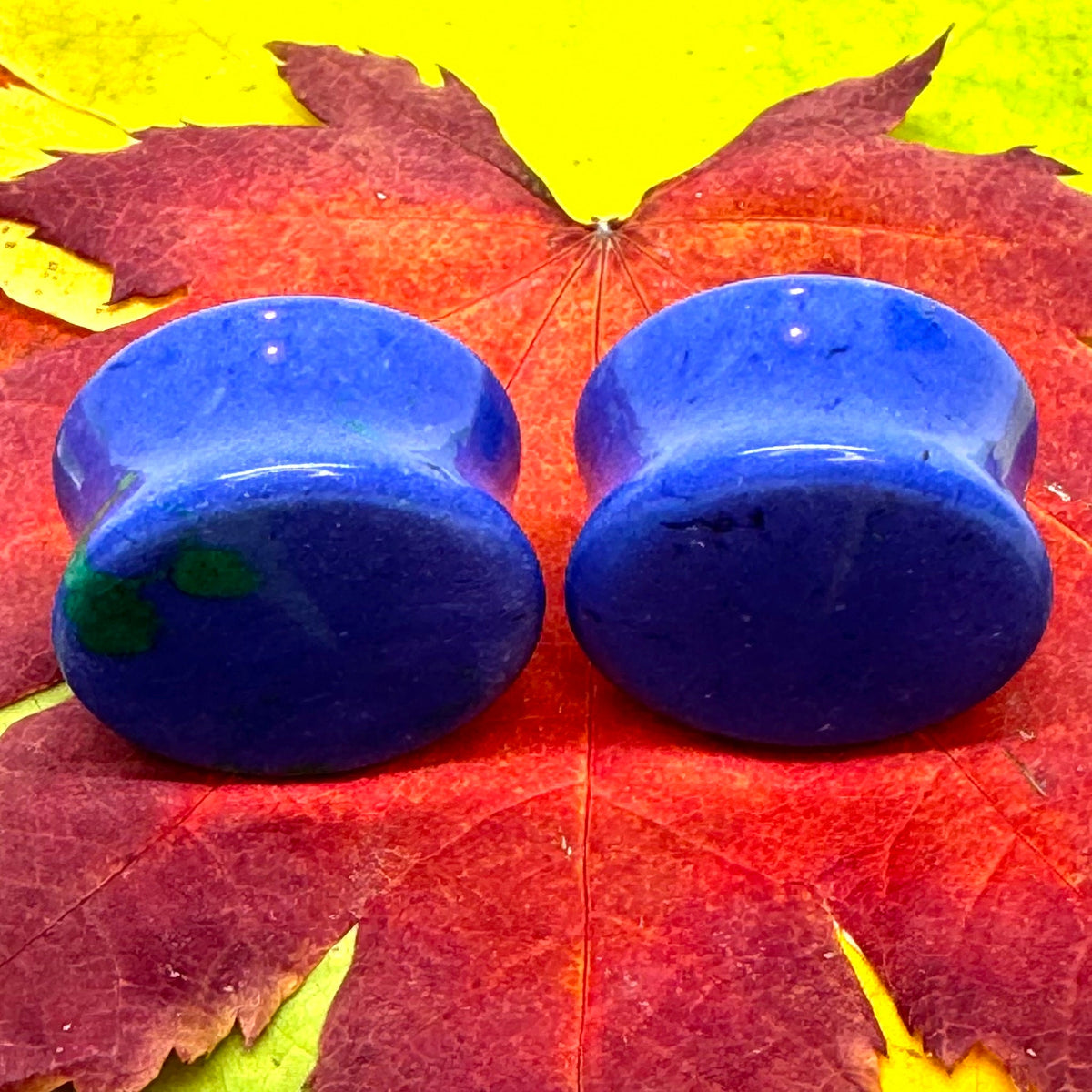 OOAK Azurite Stone Tunnels – 7/8" (22mm)