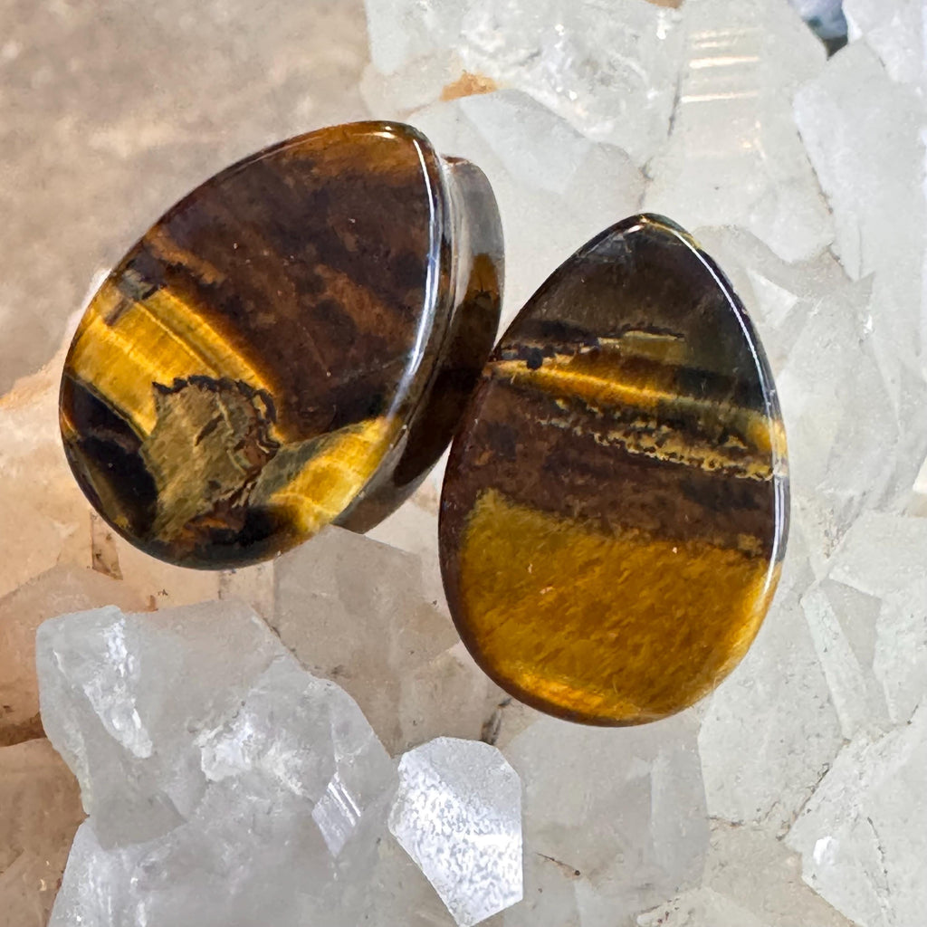 OOAK Brown Tiger’s Eye Teardrop Plugs – 9/16" (14mm)