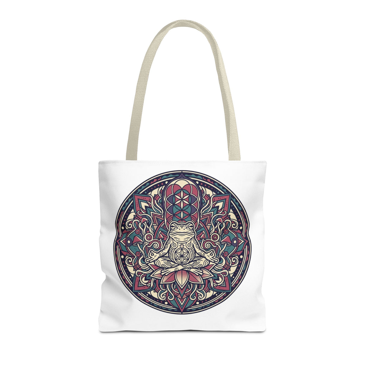 Meditating Cat Mandala Tote Bag — Boho Yoga, Spiritual Gift