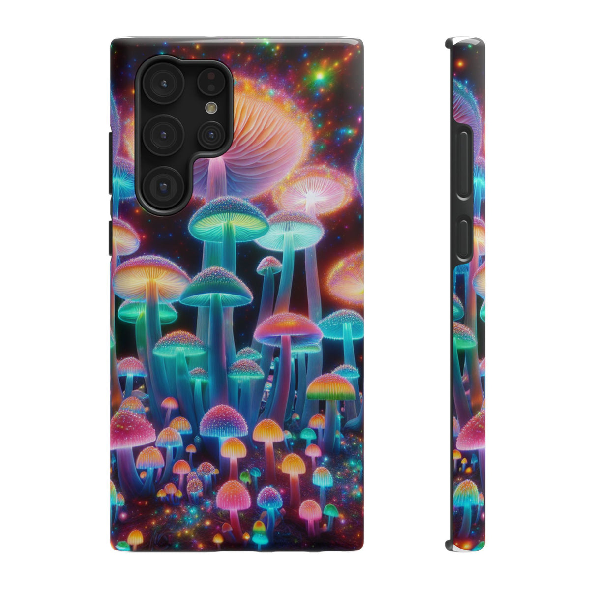 Psychedelic Neon Mushroom Phone Case — Protective Cosmic Art iPhone Cover