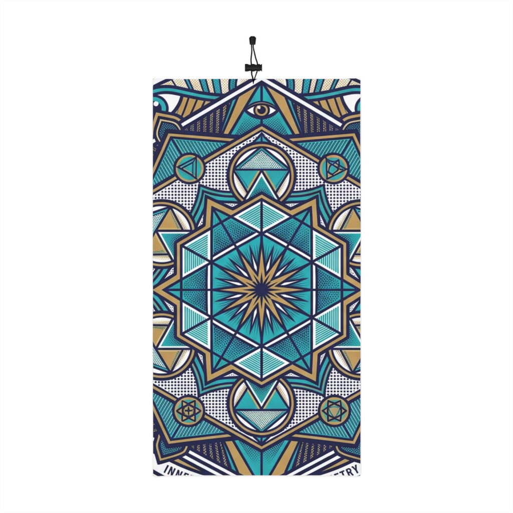 Geometric Mandala Winter Neck Gaiter — Blue Star Drawstring Face Mask