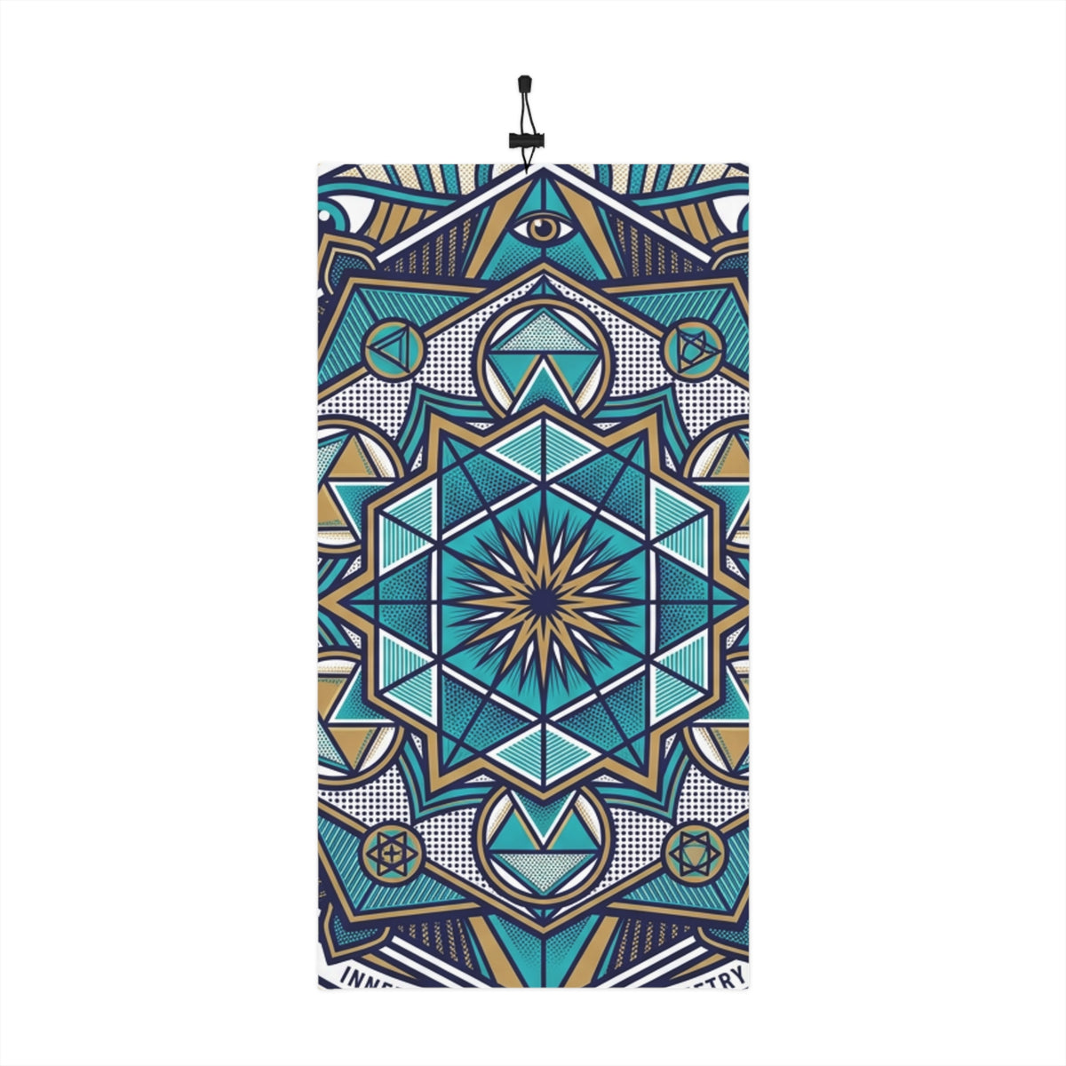 Geometric Mandala Winter Neck Gaiter — Blue Star Drawstring Face Mask