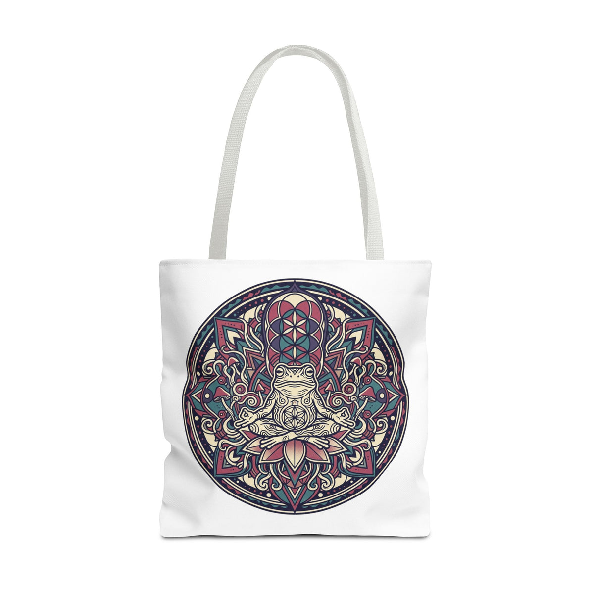 Meditating Cat Mandala Tote Bag — Boho Yoga, Spiritual Gift
