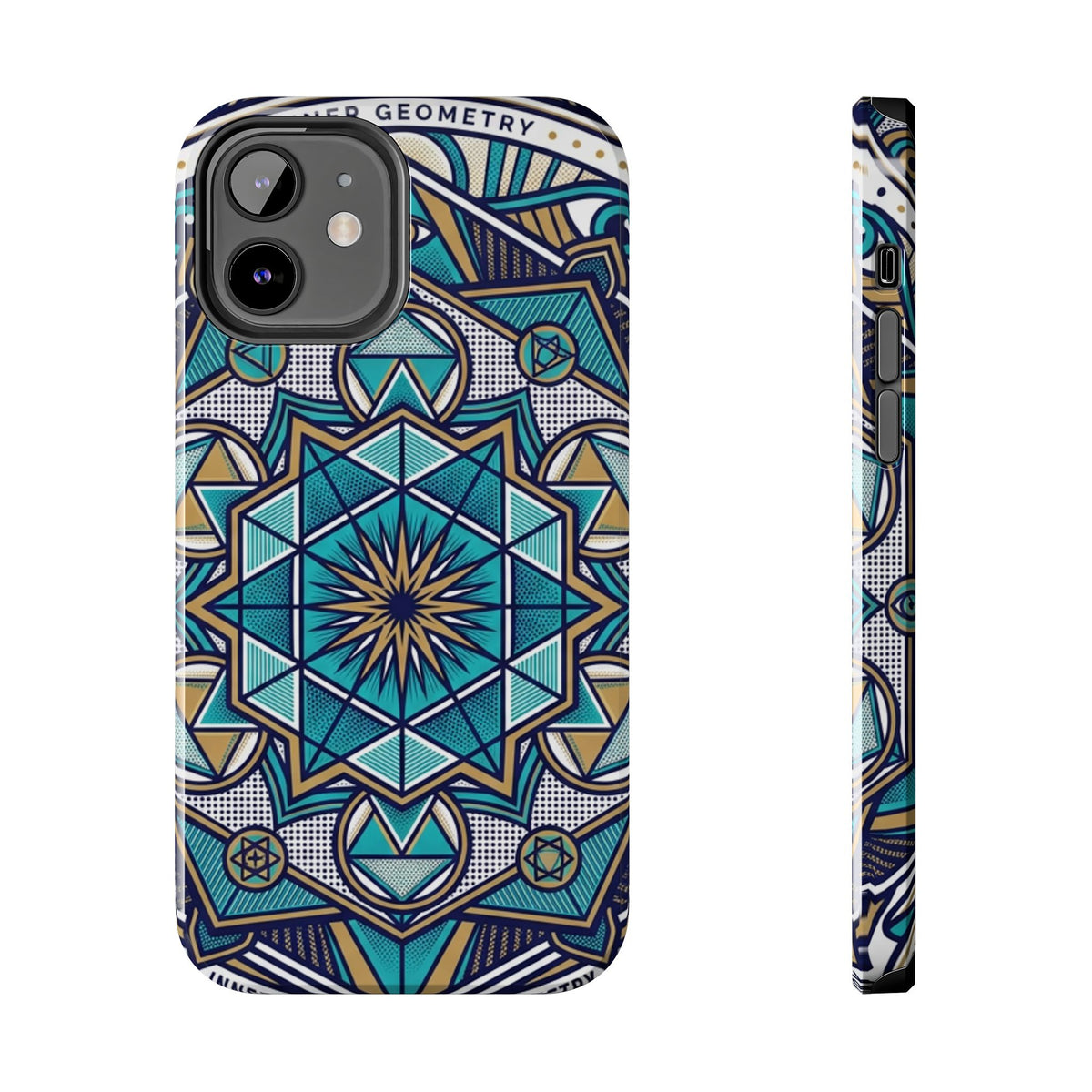 Tough Phone Case — Blue Geometric Mandala Protective Phone Cover