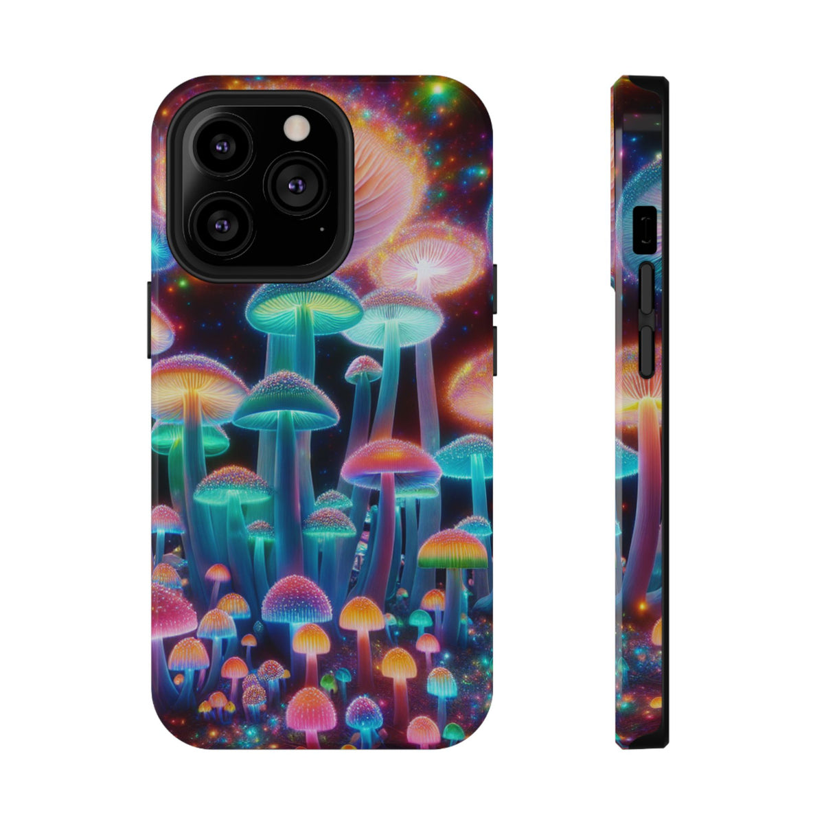 Psychedelic Neon Mushroom Phone Case — Protective Cosmic Art iPhone Cover