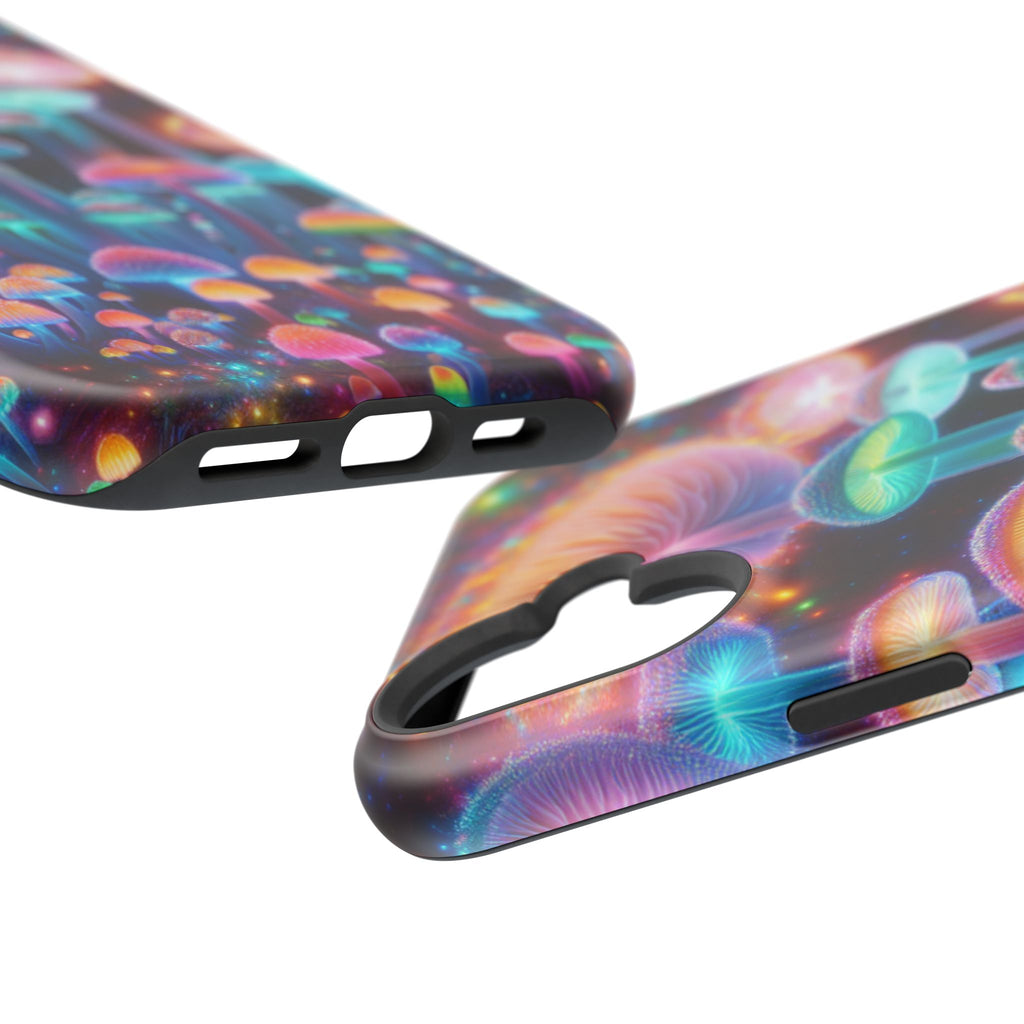 Psychedelic Neon Mushroom Phone Case — Protective Cosmic Art iPhone Cover