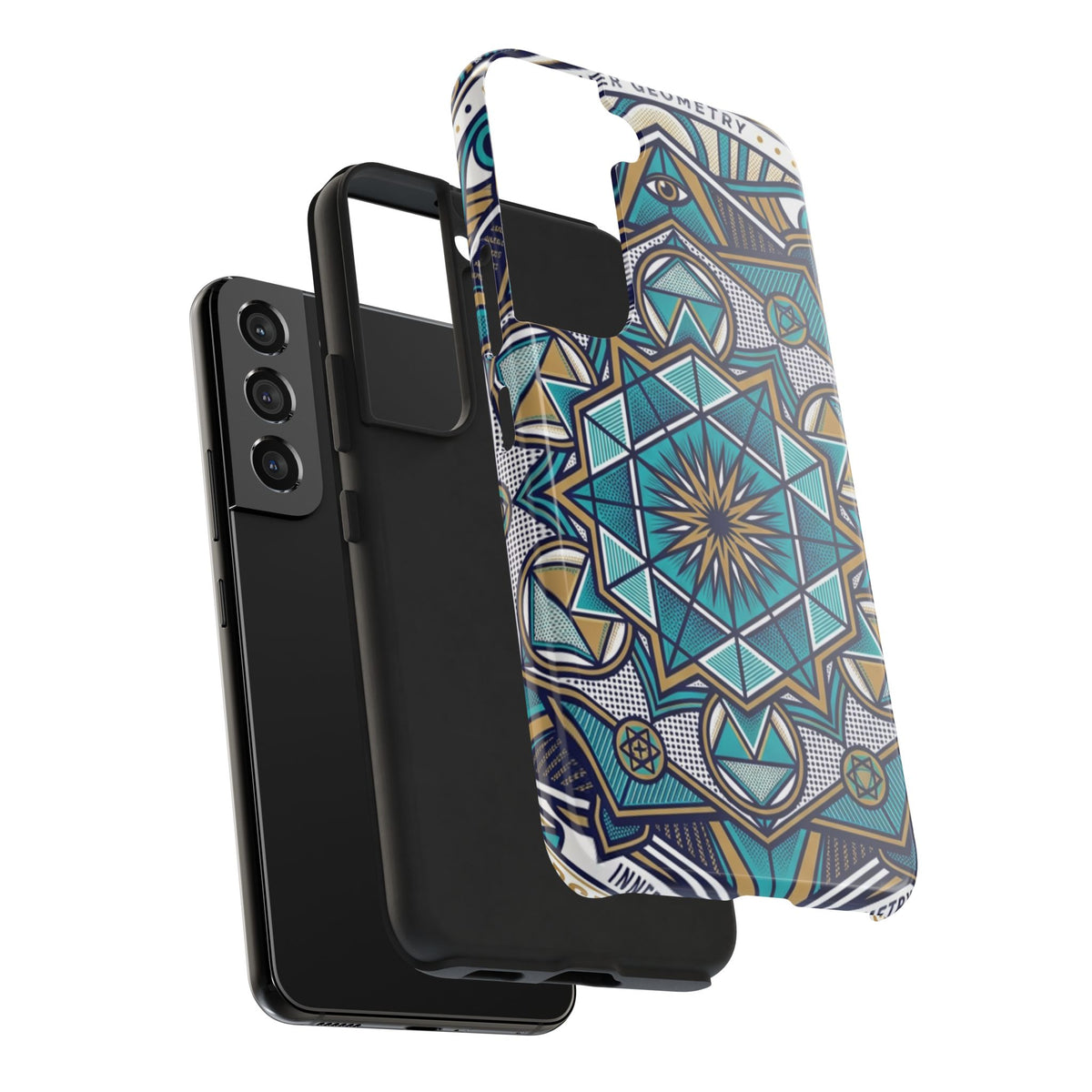 Tough Phone Case — Blue Geometric Mandala Protective Phone Cover