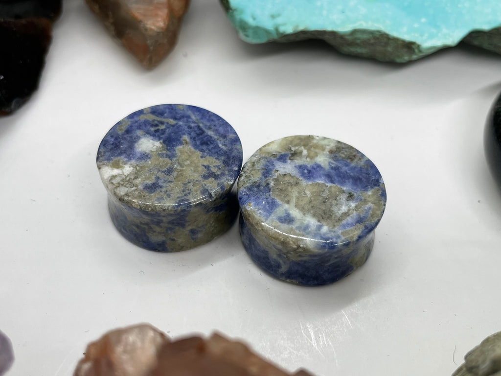 OOAK Sodalite Stone Plugs – 7/8" (22mm)