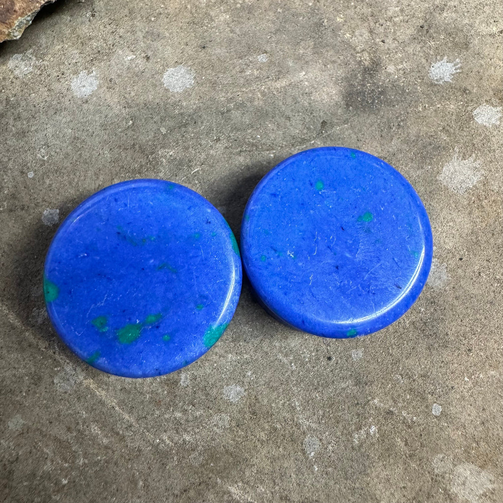 OOAK Azurite Plugs – 7/8" (22mm) Double Flared