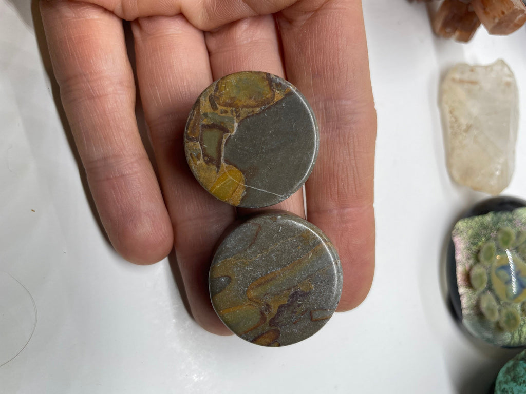 OOAK Grey Bamboo Jasper Plugs – 1" (25mm)
