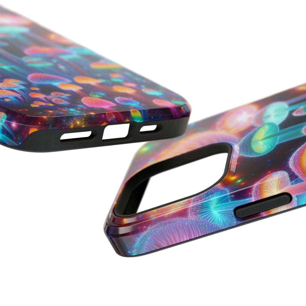 Psychedelic Neon Mushroom Phone Case — Protective Cosmic Art iPhone Cover