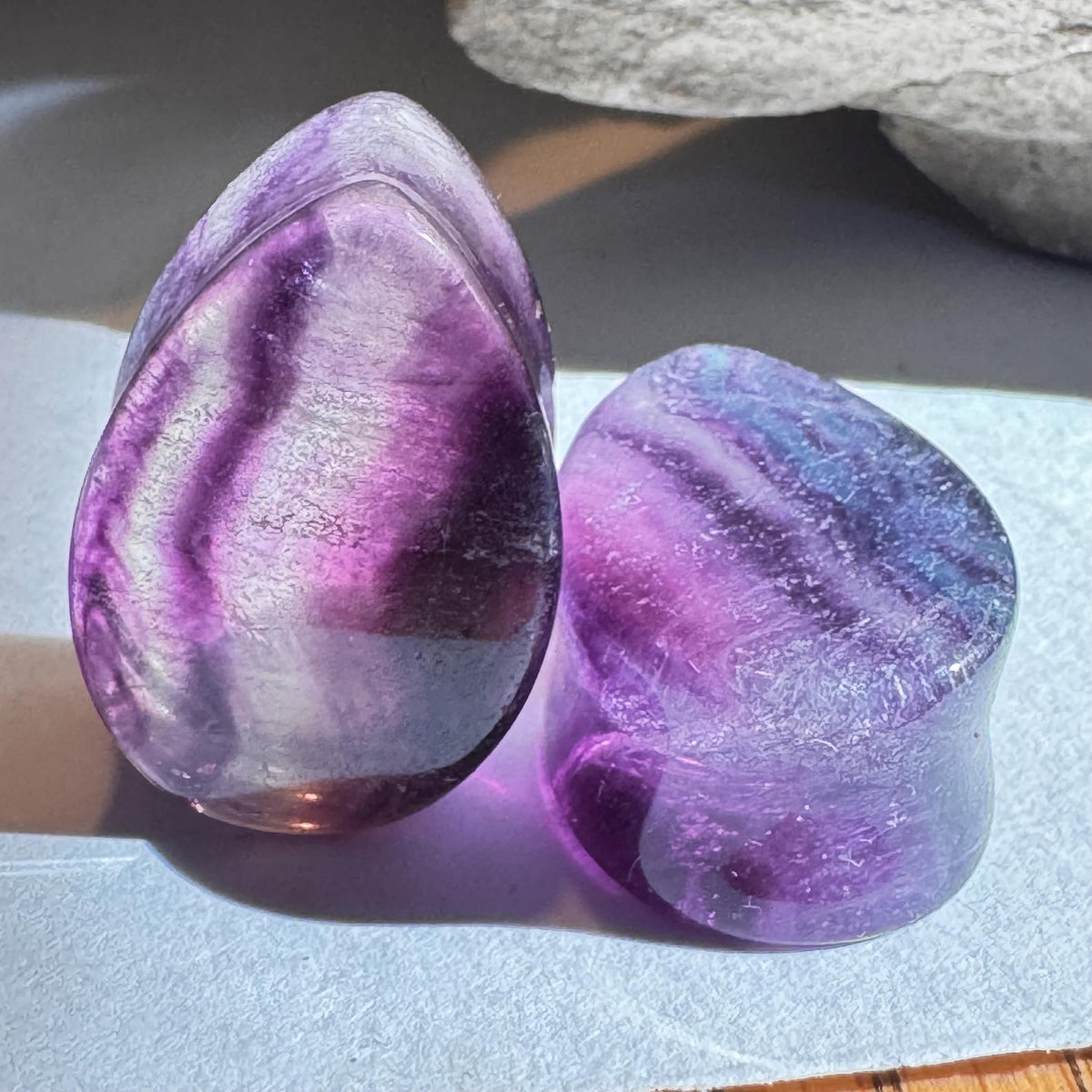 OOAK Purple Fluorite Teardrop Plugs – 3/4" (19mm)