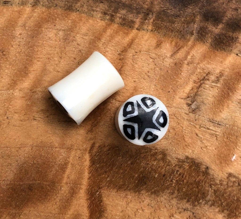 Bone Plugs with Black Star Inlay – Double Flared