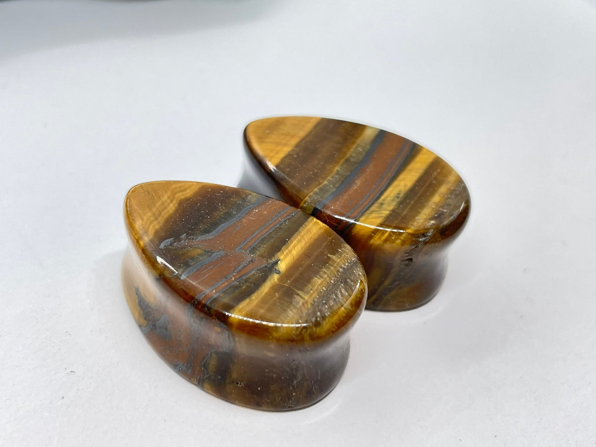 OOAK Tiger Iron Teardrop Plugs – 7/8" (22mm)