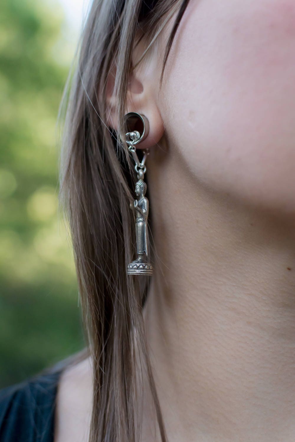 Standing Buddha Magnetic Clasp Gauged Earrings