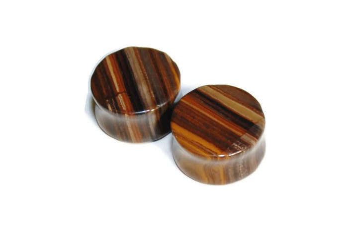 Tiger Iron Stone Plugs – Double Flared Ear Gauges