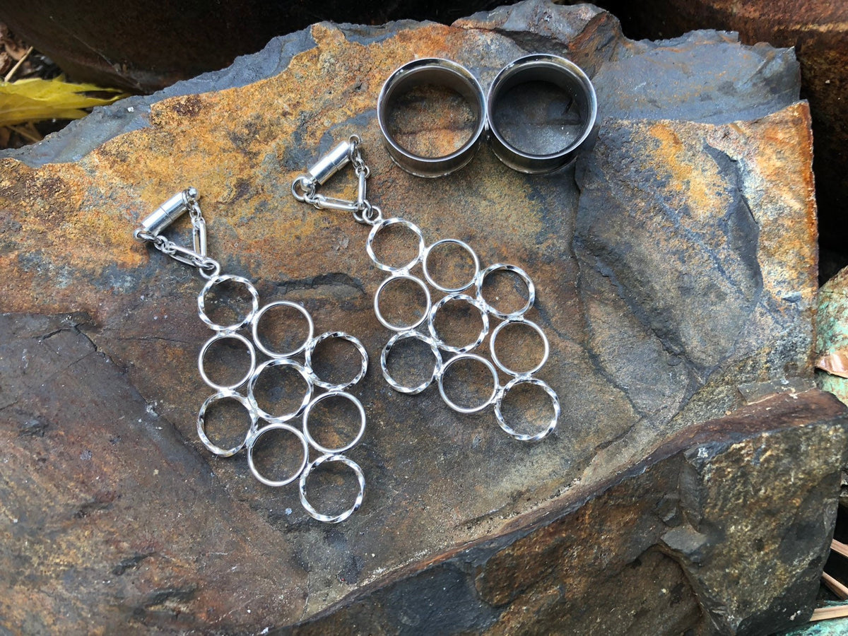 Silver-Plated Magnetic Clasp Gauged Earrings