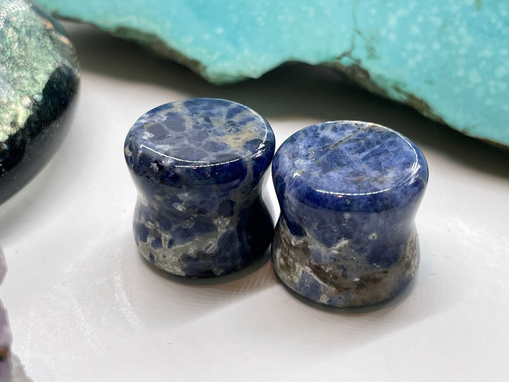 OOAK White-Inclusion Sodalite Plugs – 9/16" (14mm)