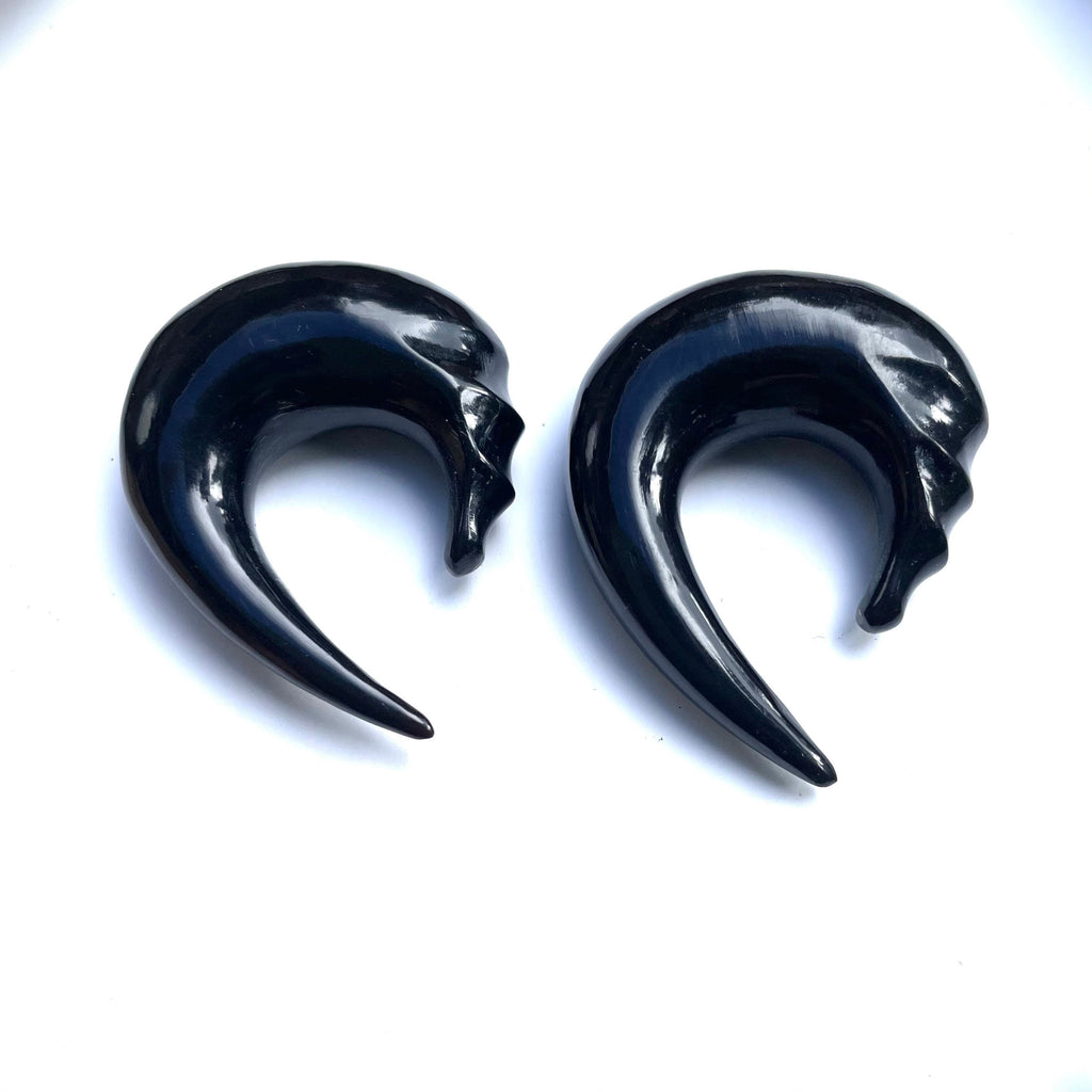 Carved Water Buffalo Horn Hanging Earrings
