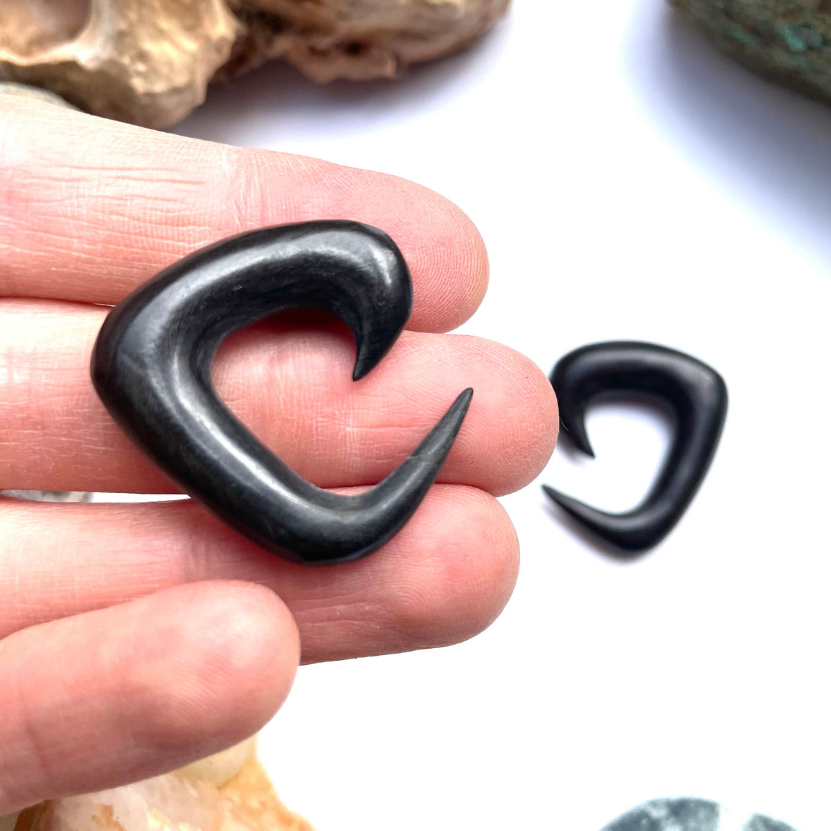 Ebony Wood Tri-Spiral Earrings – Organic Ear Gauges