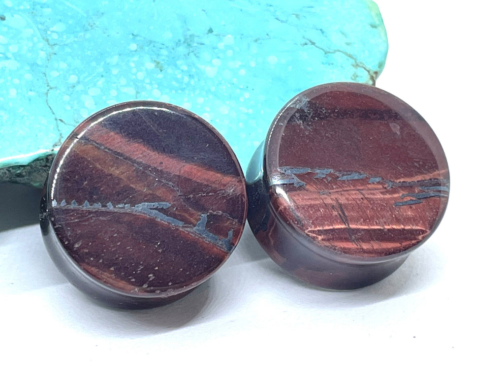 OOAK Red Tiger’s Eye Plugs – 7/8" (22mm)