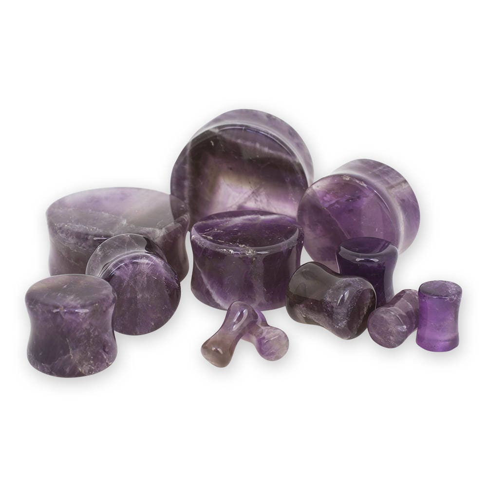 Amethyst Stone Plugs – Double Flared Purple Gauges