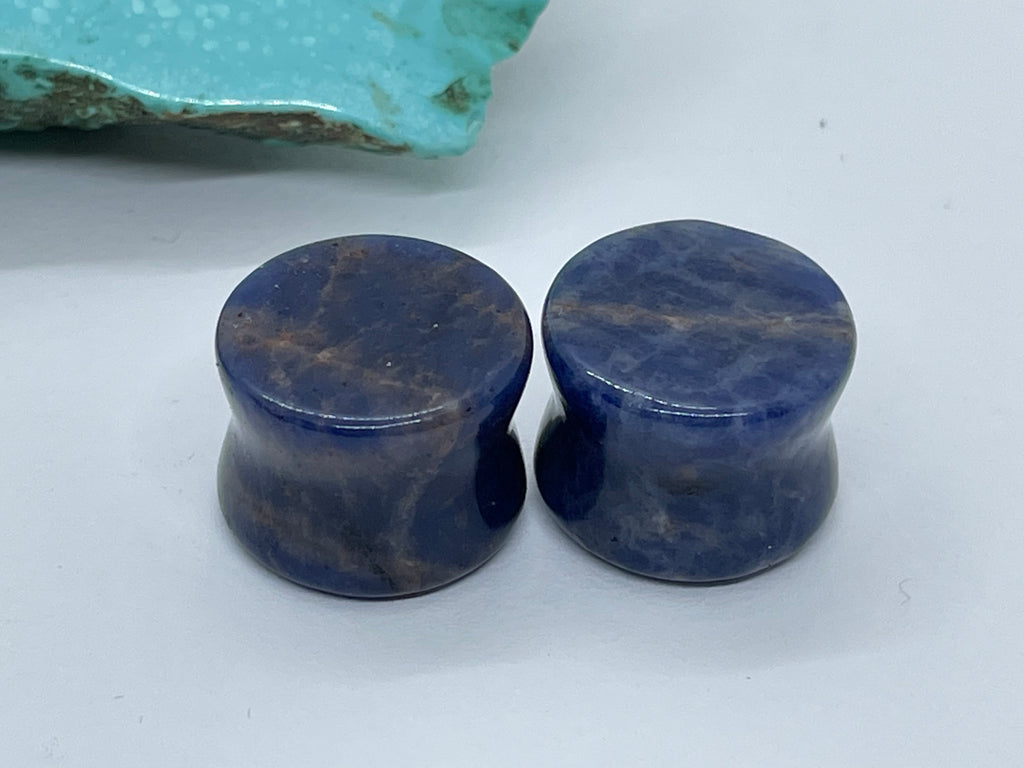 OOAK Sodalite Stone Plugs – 5/8" (16mm)