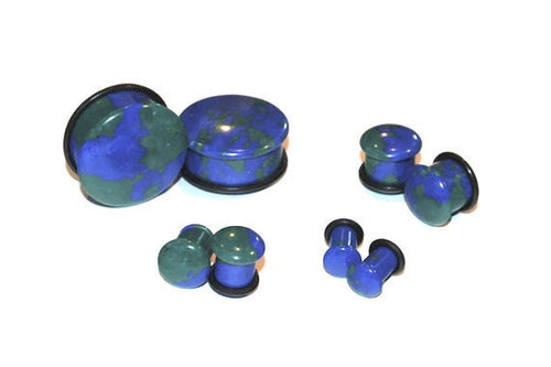Blue Azurite Plugs – Single Flared Stone Gauges