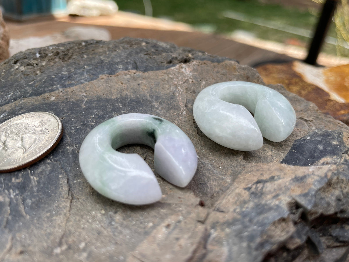 OOAK Light Green Jadeite Donut Earrings – 7/16" (11mm)