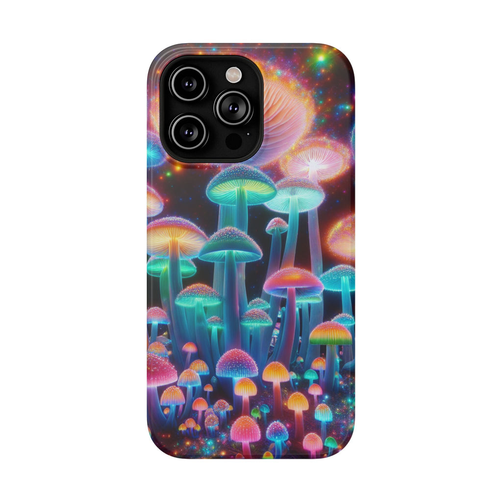 Psychedelic Neon Mushroom Phone Case — Protective Cosmic Art iPhone Cover