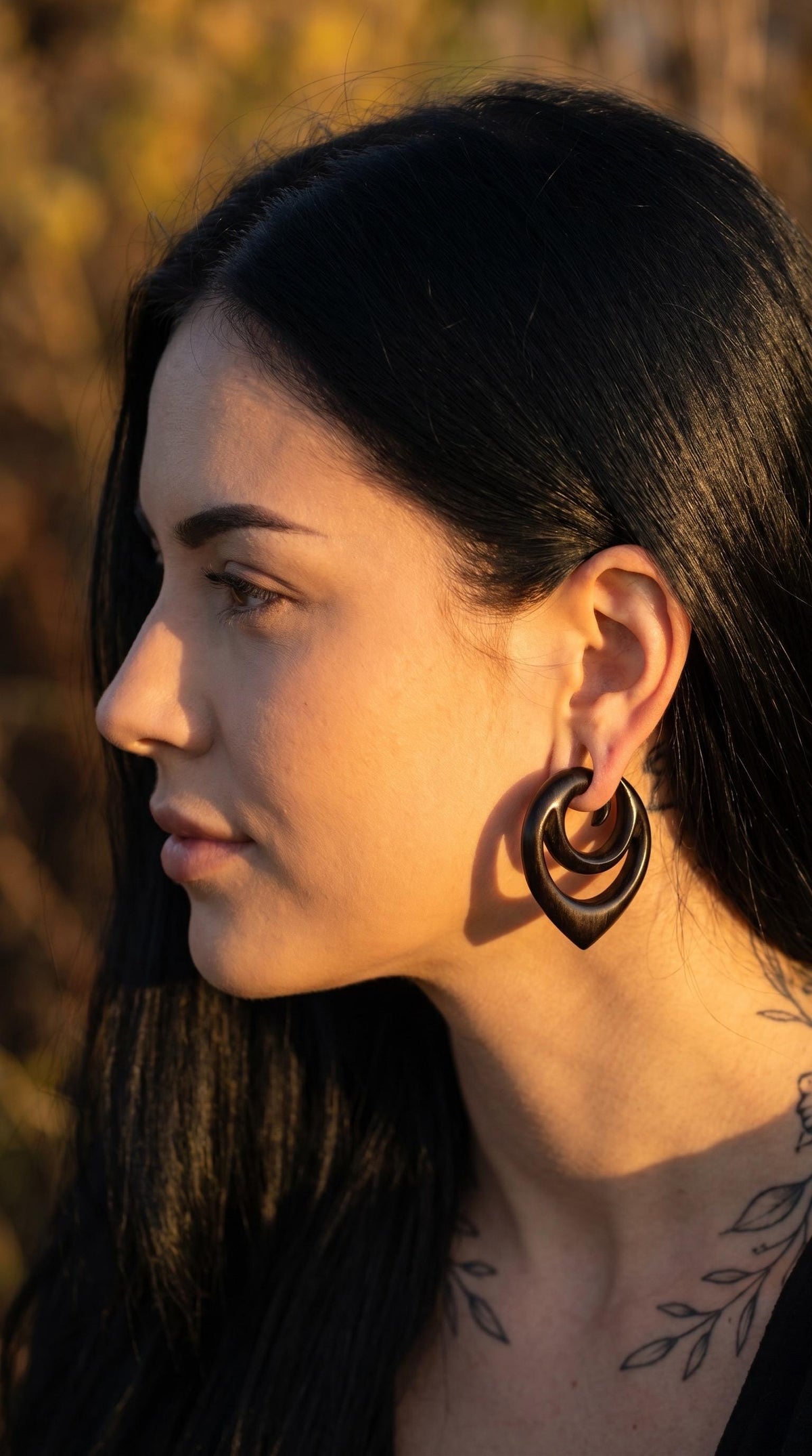 Limited Edition Carved Ebony Wood Gauged Earrings