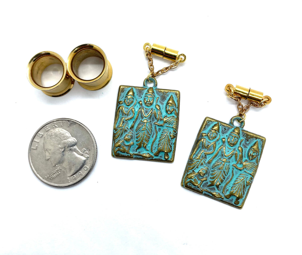 Patina Apsara Magnetic Clasp Gauged Earrings