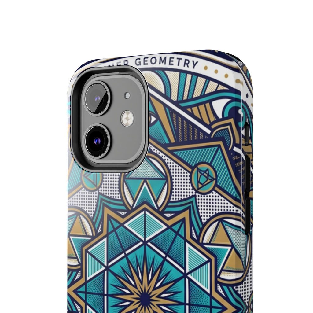 Tough Phone Case — Blue Geometric Mandala Protective Phone Cover
