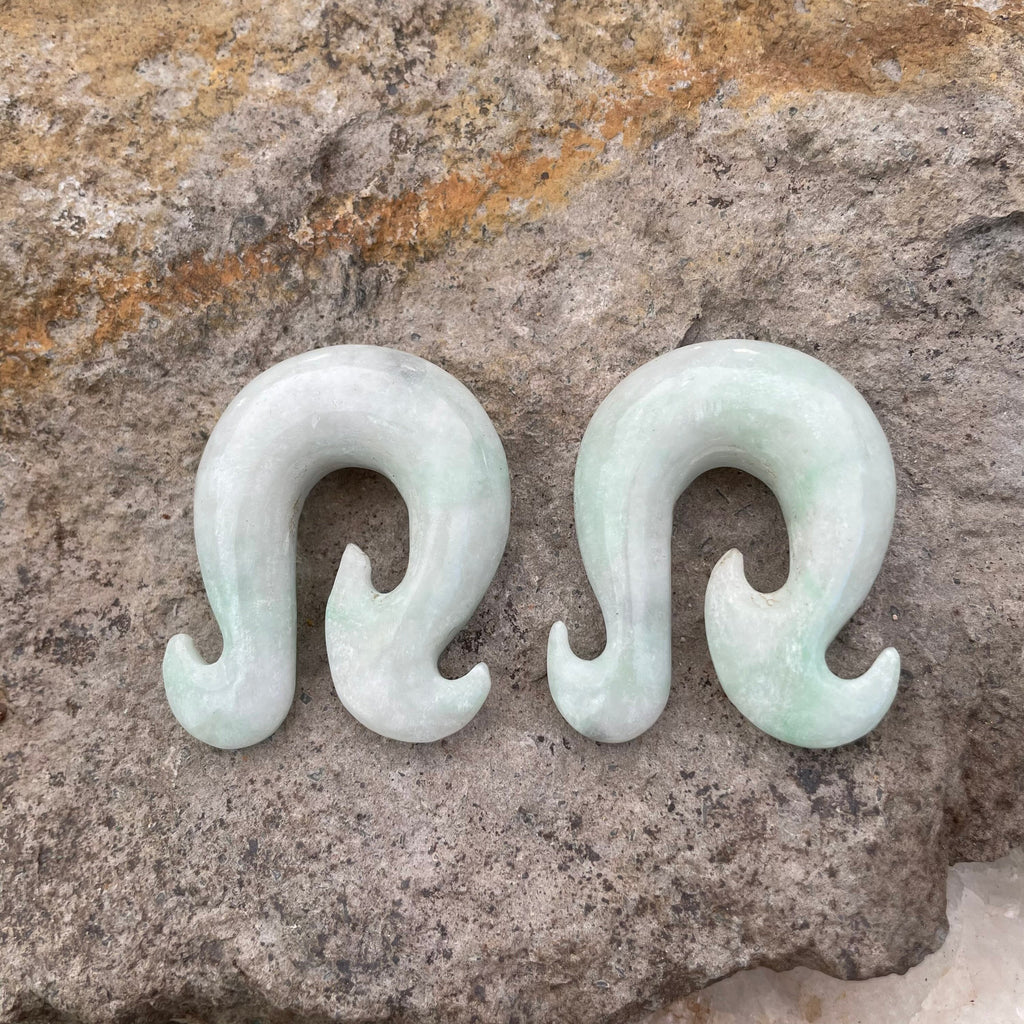 OOAK Jadeite Wave Hook Earrings – 1/2" (13mm)