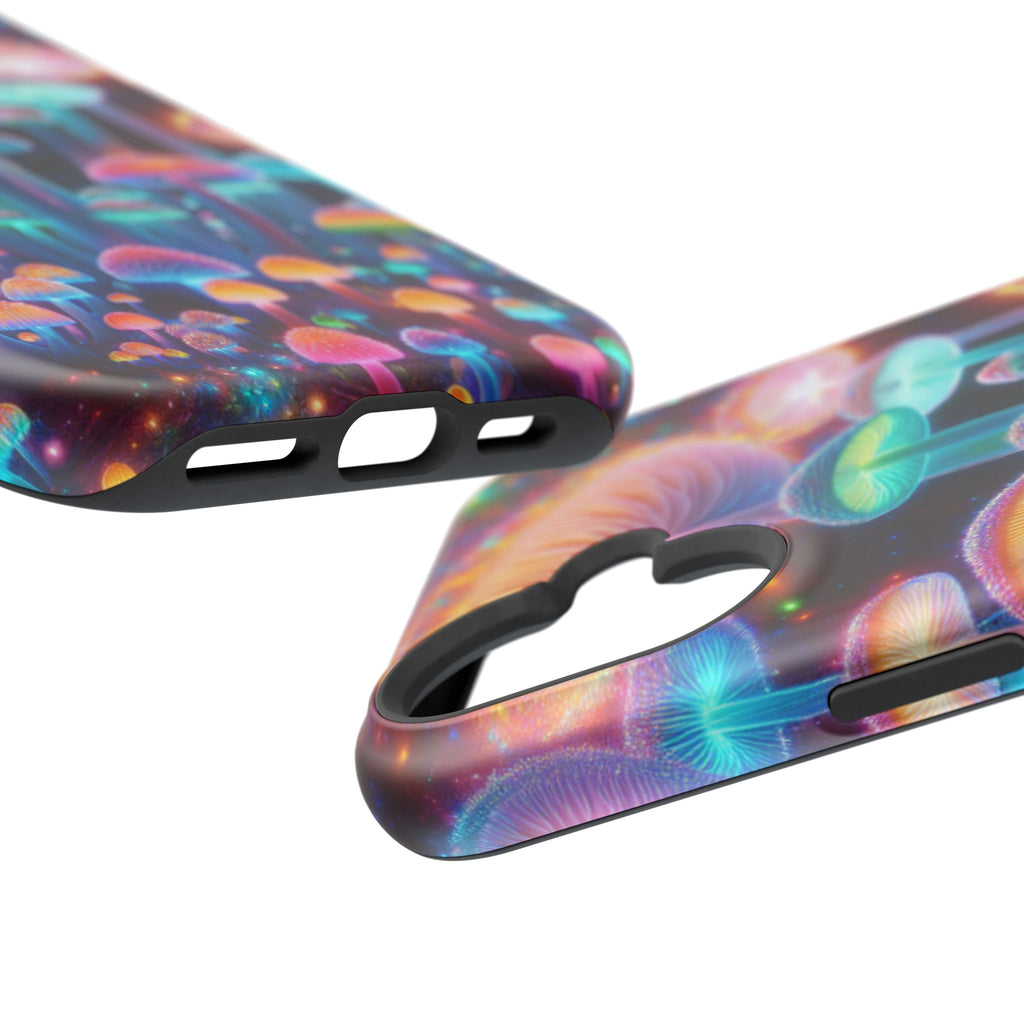 Psychedelic Neon Mushroom Phone Case — Protective Cosmic Art iPhone Cover