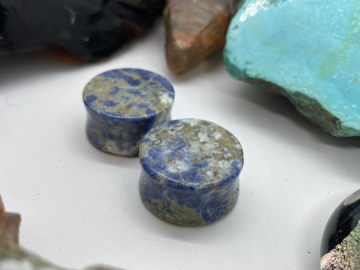 OOAK Sodalite Stone Plugs – 7/8" (22mm)
