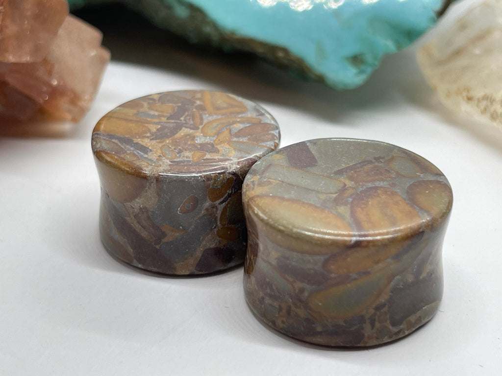 OOAK Bamboo Jasper Plugs – 3/4" (19mm)