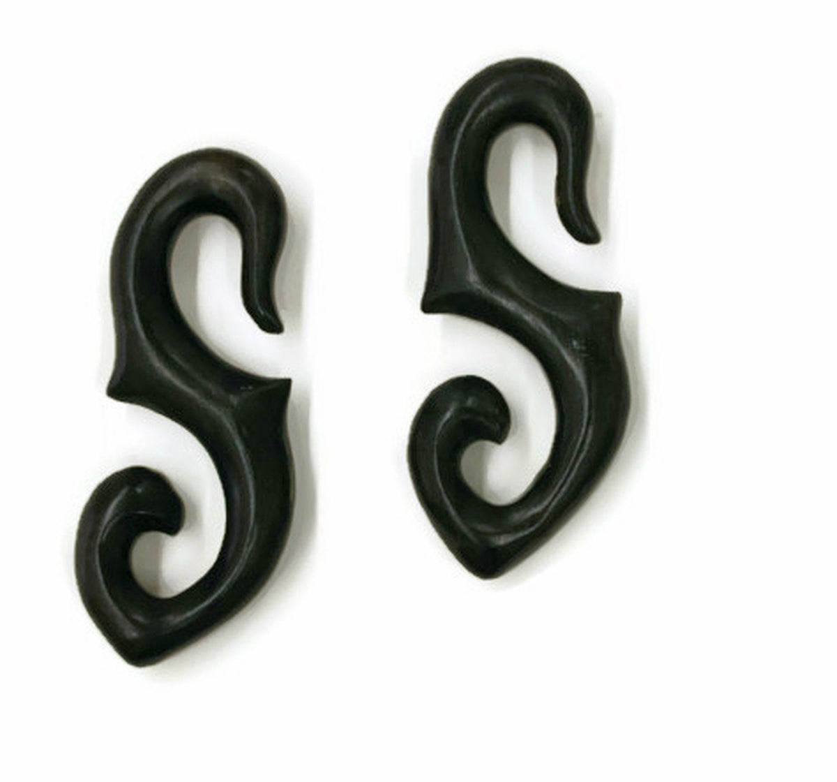 Limited Edition Ebony Wood Hanging Gauged Earrings